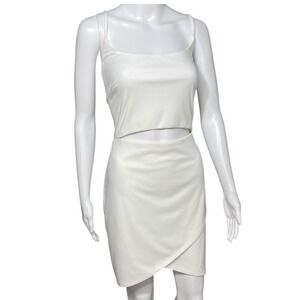 White Crisscross Strappy Graduation Mini Dress Cutout Waist Party Cocktail NWT